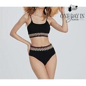 Zuobango Textured Crop Bikini Swimsuit Size L